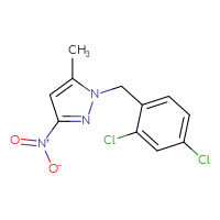 Chemical structure of 1-[(2,4-dichlorophenyl)methyl]-5-methyl-3-nitro-1H-pyrazole - CSSB00015198093