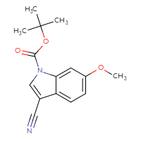 Chemical structure of tert-butyl 3-cyano-6-methoxy-1H-indole-1-carboxylate - CSSB00010203464