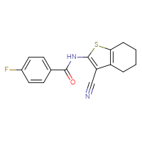 Chemical structure of N-(3-cyano-4,5,6,7-tetrahydro-1-benzothiophen-2-yl)-4-fluorobenzamide - CSSB00026289036