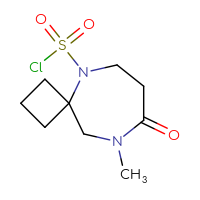 Chemical structure of 9-methyl-8-oxo-5,9-diazaspiro[3.6]decane-5-sulfonyl chloride - CSSB14926898621