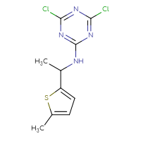Chemical structure of 4,6-dichloro-N-[1-(5-methylthiophen-2-yl)ethyl]-1,3,5-triazin-2-amine - CSSB00005693433