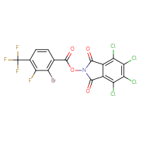 Chemical structure of 4,5,6,7-tetrachloro-1,3-dioxo-2,3-dihydro-1H-isoindol-2-yl 2-bromo-3-fluoro-4-(trifluoromethyl)benzoate - CSSB20270856515