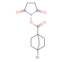 Chemical structure of 2,5-dioxopyrrolidin-1-yl 4-bromobicyclo[2.2.2]octane-1-carboxylate - CSSB20269569872