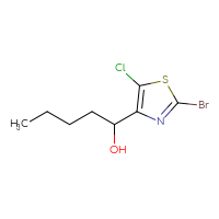 Chemical structure of 1-(2-bromo-5-chloro-1,3-thiazol-4-yl)pentan-1-ol - CSSB21246422252