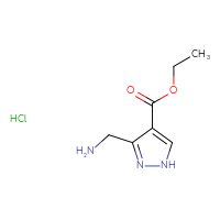 Chemical structure of ethyl 3-(aminomethyl)-1H-pyrazole-4-carboxylate hydrochloride - CSSB00132313881