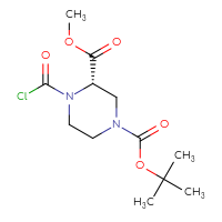 Chemical structure of 1-tert-butyl 3-methyl (3S)-4-(carbonochloridoyl)piperazine-1,3-dicarboxylate - CSSB06722999584