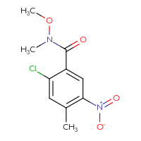 Chemical structure of 2-chloro-N-methoxy-N,4-dimethyl-5-nitrobenzamide - CSSB01998641256
