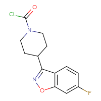 Chemical structure of 4-(6-fluoro-1,2-benzoxazol-3-yl)piperidine-1-carbonyl chloride - CSSB21224770903