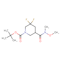 Chemical structure of tert-butyl 3,3-difluoro-5-[methoxy(methyl)carbamoyl]piperidine-1-carboxylate - CSSB01072297622