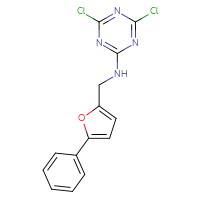 Chemical structure of 4,6-dichloro-N-[(5-phenylfuran-2-yl)methyl]-1,3,5-triazin-2-amine - CSSB06546413938
