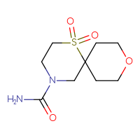 Chemical structure of 1,1-dioxo-9-oxa-1λ⁶-thia-4-azaspiro[5.5]undecane-4-carboxamide - CSSB14895022337