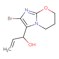 Chemical structure of 1-{2-bromo-5H,6H,7H-imidazo[2,1-b][1,3]oxazin-3-yl}prop-2-en-1-ol - CSSB20505090901
