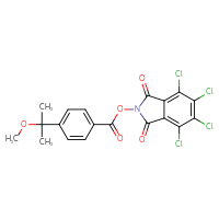 Chemical structure of 4,5,6,7-tetrachloro-1,3-dioxo-2,3-dihydro-1H-isoindol-2-yl 4-(2-methoxypropan-2-yl)benzoate - CSSB20270129034