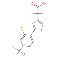 Chemical structure of 2,2-difluoro-2-{2-[2-fluoro-4-(trifluoromethyl)phenyl]-1,3-thiazol-4-yl}acetic acid - CSSB03549771331