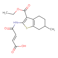 Chemical structure of (2E)-3-{[3-(ethoxycarbonyl)-6-methyl-4,5,6,7-tetrahydro-1-benzothiophen-2-yl]carbamoyl}prop-2-enoic acid - CSSB00160875317