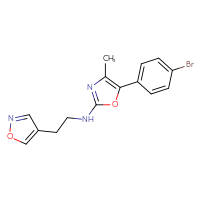 Chemical structure of 5-(4-bromophenyl)-4-methyl-N-[2-(1,2-oxazol-4-yl)ethyl]-1,3-oxazol-2-amine - CSSB21495852677