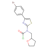 Chemical structure of N-[4-(4-bromophenyl)-1,3-thiazol-2-yl]-N-[(oxolan-2-yl)methyl]carbamoyl chloride - CSSB21224773423