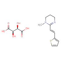 Chemical structure of (2R,3R)-2,3-dihydroxybutanedioic acid; 1-methyl-2-[(1E)-2-(thiophen-2-yl)ethenyl]-1,4,5,6-tetrahydropyrimidine - CSSB00016991330