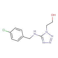 Chemical structure of 2-(5-{[(4-chlorophenyl)methyl]amino}-1H-1,2,3,4-tetrazol-1-yl)ethan-1-ol - CSSB00121615588