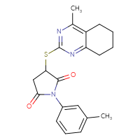 Chemical structure of 3-[(4-methyl-5,6,7,8-tetrahydroquinazolin-2-yl)sulfanyl]-1-(3-methylphenyl)pyrrolidine-2,5-dione - CSSB00121688530