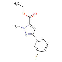 Chemical structure of ethyl 3-(3-fluorophenyl)-1-methyl-1H-pyrazole-5-carboxylate - CSSB02169496023