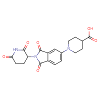 Chemical structure of 1-[2-(2,6-dioxopiperidin-3-yl)-1,3-dioxo-2,3-dihydro-1H-isoindol-5-yl]piperidine-4-carboxylic acid - CSSB14813034335