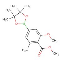 Chemical structure of methyl 2-methoxy-6-methyl-4-(4,4,5,5-tetramethyl-1,3,2-dioxaborolan-2-yl)benzoate - CSSB00134615772