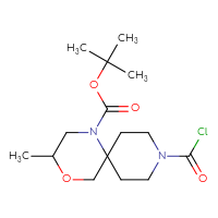 Chemical structure of tert-butyl 9-(carbonochloridoyl)-3-methyl-4-oxa-1,9-diazaspiro[5.5]undecane-1-carboxylate - CSSB14987122826