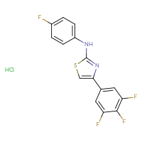 Chemical structure of N-(4-fluorophenyl)-4-(3,4,5-trifluorophenyl)-1,3-thiazol-2-amine hydrochloride - CSSB03549771245