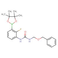 Chemical structure of 1-[(benzyloxy)methyl]-3-[2-fluoro-3-(4,4,5,5-tetramethyl-1,3,2-dioxaborolan-2-yl)phenyl]urea - CSSB21245996113