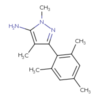 Chemical structure of 1,4-dimethyl-3-(2,4,6-trimethylphenyl)-1H-pyrazol-5-amine - CSSB00000768482