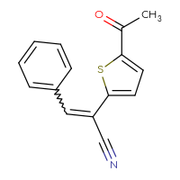 Chemical structure of 2-(5-acetylthiophen-2-yl)-3-phenylprop-2-enenitrile - CSSB02495357833