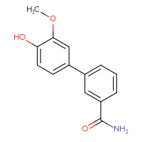 Chemical structure of 4'-hydroxy-3'-methoxy-[1,1'-biphenyl]-3-carboxamide - CSSB00150705722