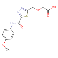 Chemical structure of 2-({5-[(4-methoxyphenyl)carbamoyl]-1,3,4-thiadiazol-2-yl}methoxy)acetic acid - CSSB00020596334