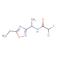 Chemical structure of 2-chloro-N-[1-(5-ethyl-1,2,4-oxadiazol-3-yl)ethyl]-2-fluoroacetamide - CSSB21332169506