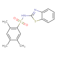 Chemical structure of N-(1,3-benzothiazol-2-yl)-2,4,5-trimethylbenzene-1-sulfonamide - CSSB00027652726