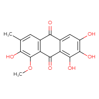 Chemical structure of 1,2,3,7-tetrahydroxy-8-methoxy-6-methyl-9,10-dihydroanthracene-9,10-dione - CSSB06623407520