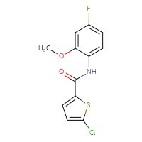 Chemical structure of 5-chloro-N-(4-fluoro-2-methoxyphenyl)thiophene-2-carboxamide - CSSB02007052371