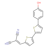 Chemical structure of 2-{[5'-(4-hydroxyphenyl)-[2,2'-bithiophen]-5-yl]methylidene}propanedinitrile - CSSB00015188921