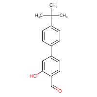 Chemical structure of 4'-tert-butyl-3-hydroxy-[1,1'-biphenyl]-4-carbaldehyde - CSSB00150705677
