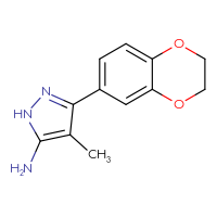 Chemical structure of 3-(2,3-dihydro-1,4-benzodioxin-6-yl)-4-methyl-1H-pyrazol-5-amine - CSSB00000425470