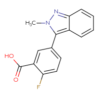 Chemical structure of 2-fluoro-5-(2-methyl-2H-indazol-3-yl)benzoic acid - CSSB02235152126
