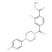 Chemical structure of methyl 2-chloro-4-[4-(4-chlorophenyl)piperazine-1-carbonyl]benzoate - CSSB06630657802