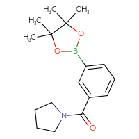 Chemical structure of 1-[3-(4,4,5,5-tetramethyl-1,3,2-dioxaborolan-2-yl)benzoyl]pyrrolidine - CSSB00000062365