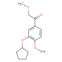 Chemical structure of 1-[3-(cyclopentyloxy)-4-methoxyphenyl]-2-(methylsulfanyl)ethan-1-one - CSSB21246290780