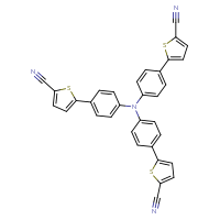 Chemical structure of 5-(4-{bis[4-(5-cyanothiophen-2-yl)phenyl]amino}phenyl)thiophene-2-carbonitrile - CSSB06741698547