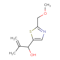 Chemical structure of 1-[2-(methoxymethyl)-1,3-thiazol-5-yl]-2-methylprop-2-en-1-ol - CSSB14977194985