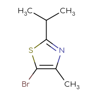 Chemical structure of 5-bromo-4-methyl-2-(propan-2-yl)-1,3-thiazole - CSSB00010329876