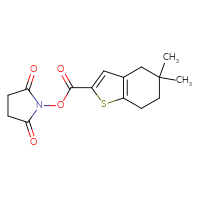 Chemical structure of 2,5-dioxopyrrolidin-1-yl 5,5-dimethyl-4,5,6,7-tetrahydro-1-benzothiophene-2-carboxylate - CSSB20269989764