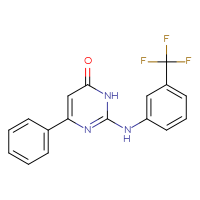 Chemical structure of 6-phenyl-2-{[3-(trifluoromethyl)phenyl]amino}-3,4-dihydropyrimidin-4-one - CSSB00159751512